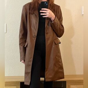 Avec Les Filles Brown Faux Leather Trench Coat